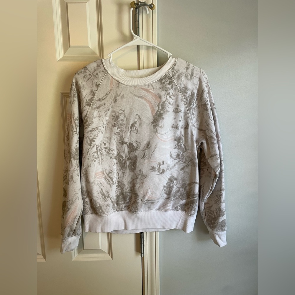 Pink, gray and white crewneck sweatshirt